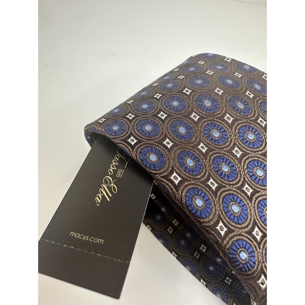 NWT Tasso Elba Tie Men's Verona Med Pattern Silk Brown 3 1/4 "